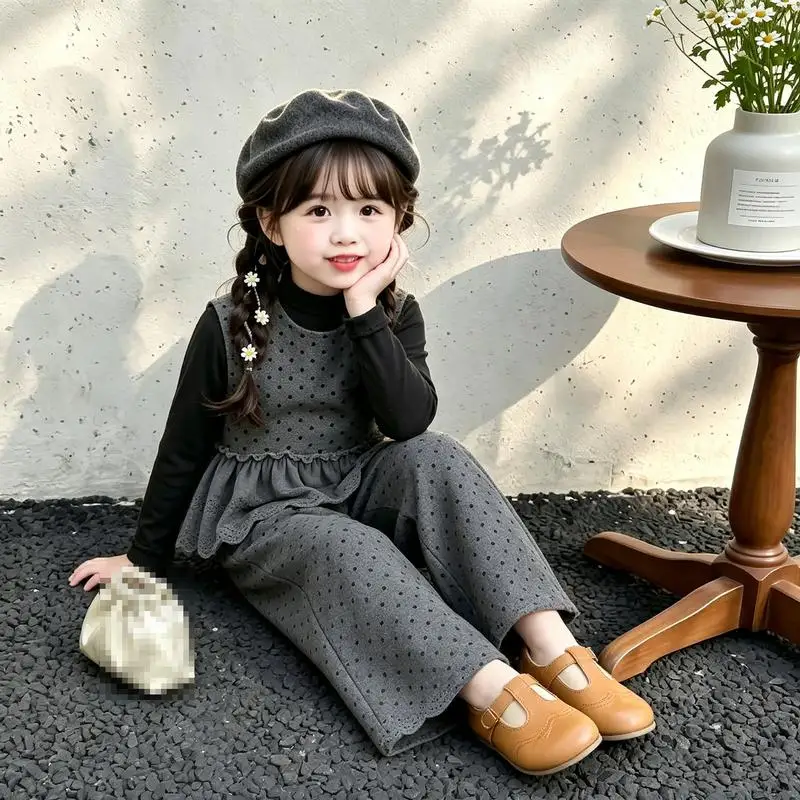 Korean Version Fashion Children Kawaii Spring Autumn T Shirt Pants Girls New Cartoon Long Sleeve Hooded Sweatshirt Girls Clothe
