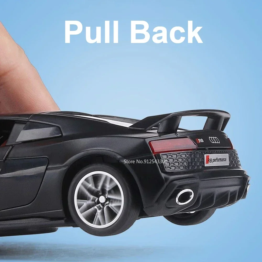 1:32 Scale R8V10 PLUS RS7 Car Model Toy Model Alloy Diecast Light Sound Pull Back Miniature Vehicles Models Birthday Presents
