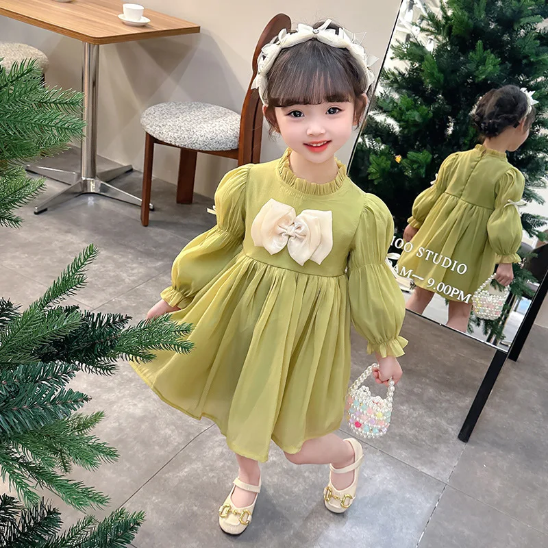

Girls' Spring and Autumn Dress2025New Stylish Fashionable Spring Children's Long Sleeve Baby Spring Outfit Princess Tulle Dress