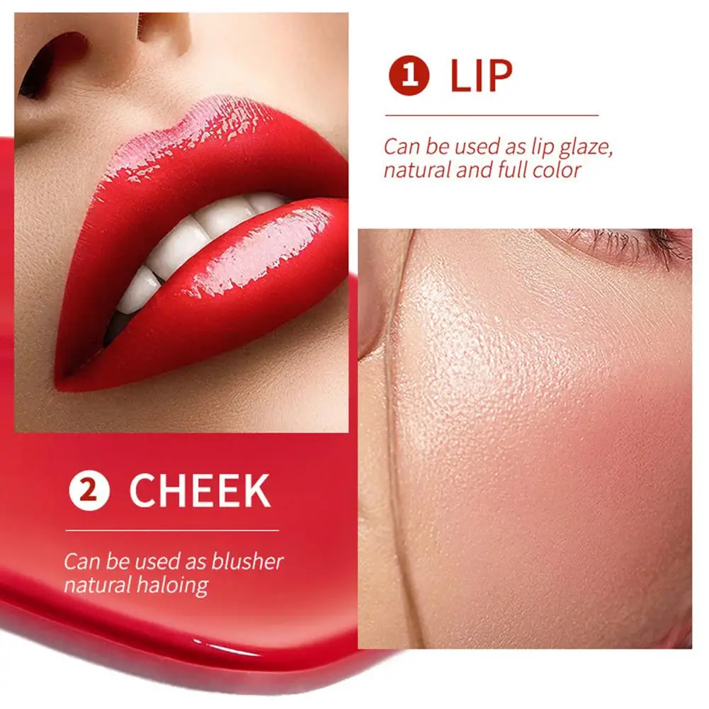 Vivid Color Water Lip Stain, Moisturizing Strawberry Cherry Lip Gloss for Women,  Long Lasting Waterproof Non-Stick Cup Lip Tint