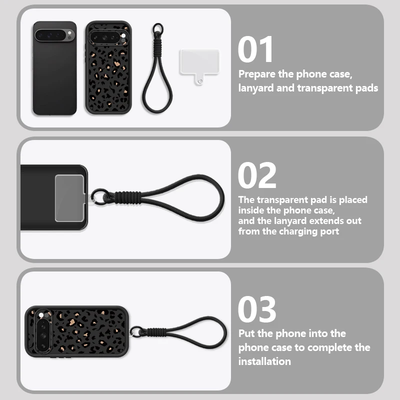 Leopard Cow Printed Phone Case For Google Pixel 10 9 Pro XL 10 9 8 7 Pro 9A 8A Soft Silicone Lanyard Cover For Pixel 7A 8 7 Pro view 3