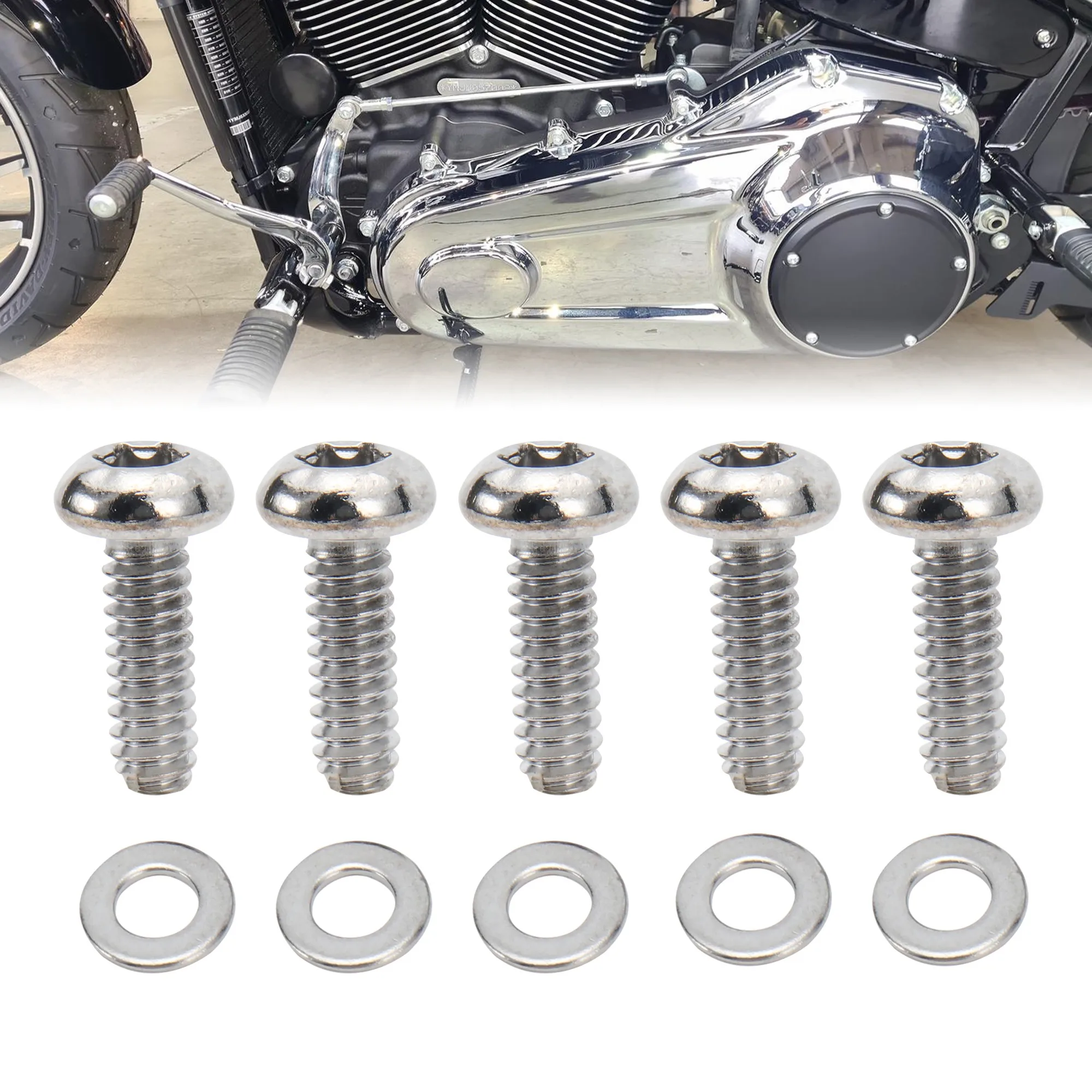 

Derby Cover Hardware Bolts Kit for Harley 2019-Up Softail and 2018-Up Sport Glide FLSB, 5Pcs