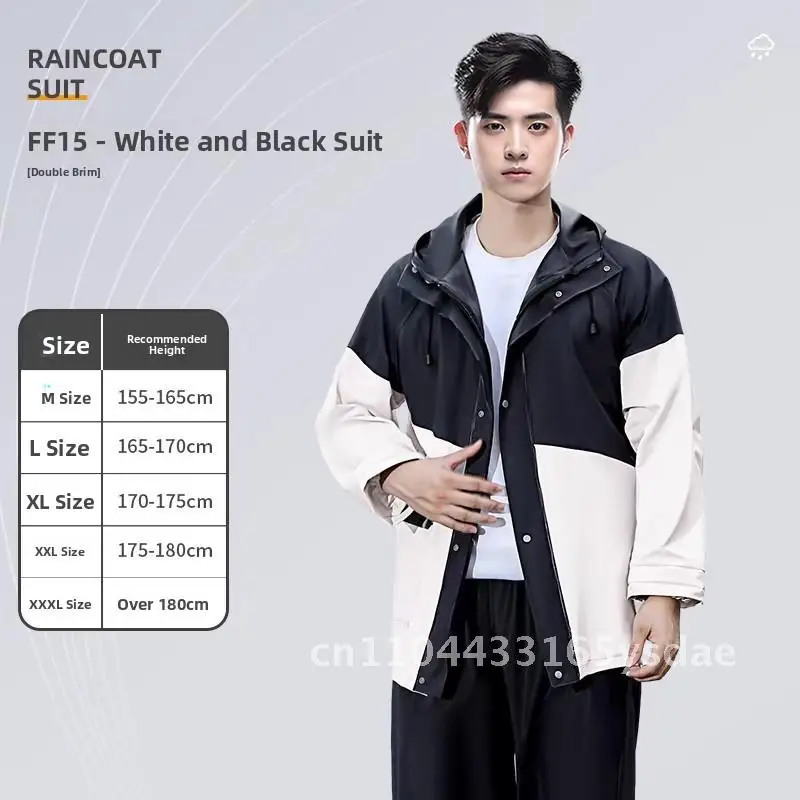

PVC Electric Motorcycle Raincoat Full Body Windproof Cold-Proof Split Rain Pants Adult Motorbike Weatherproof Suit Navy Blue