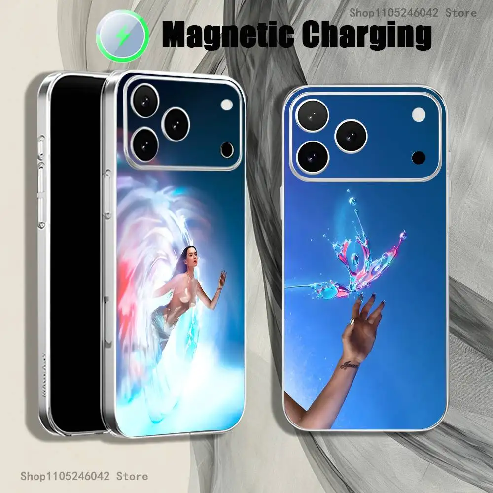 

K-Katy P-Perry Womans World Magnetic Wireless Charging Transparent White Phone Case For iPhone 17,16,15,14,13,12,11,Pro,Max,Plus