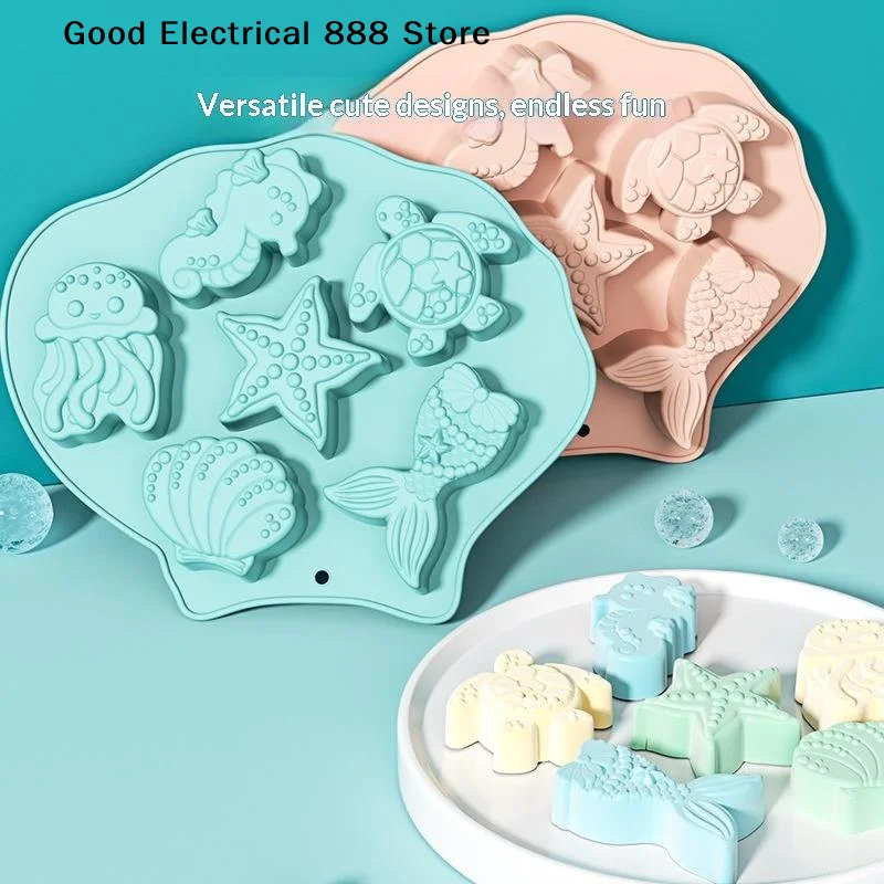 Mermaid Theme Cake Mold Mermaid Shell Silicone Mold Cake Toppers Mould Chocolate Fondant Polymer Clay Crafting Cake Decoration