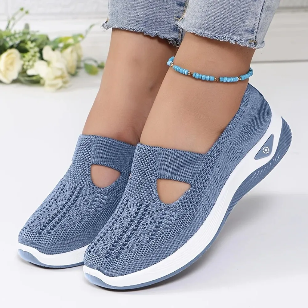 Womens Modern Casual Slip On Sneakers Breathable Knit Upper Lightweight PVC Sole Comfortable Cushioning Shock Absorption Insoles image 3