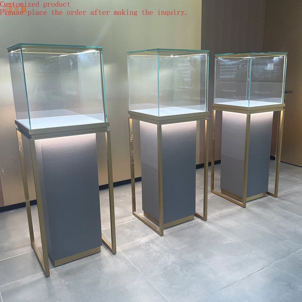 

Antique Copper Color Without Fingerprints Plating Jewellery Showcase Custom Counter Design for Jewellery Shop