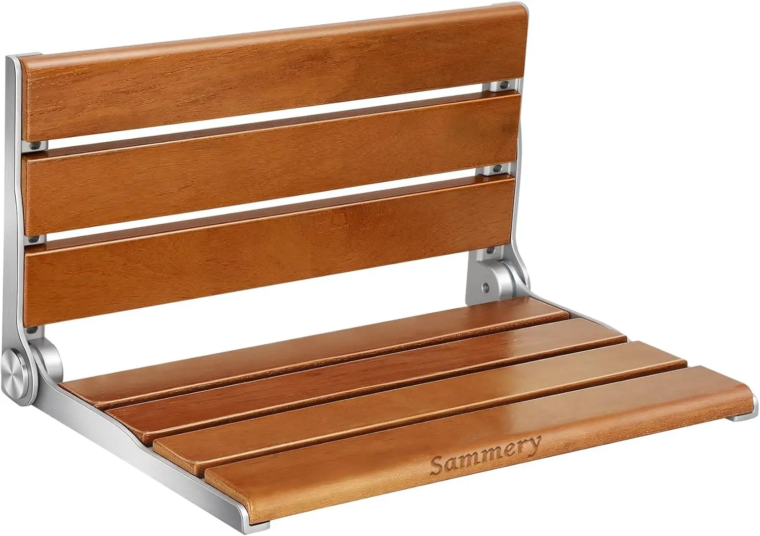 

18" Fold Down Shower Seat, Wall Mounted Teak Bench for Adults, Space Saving & Safe