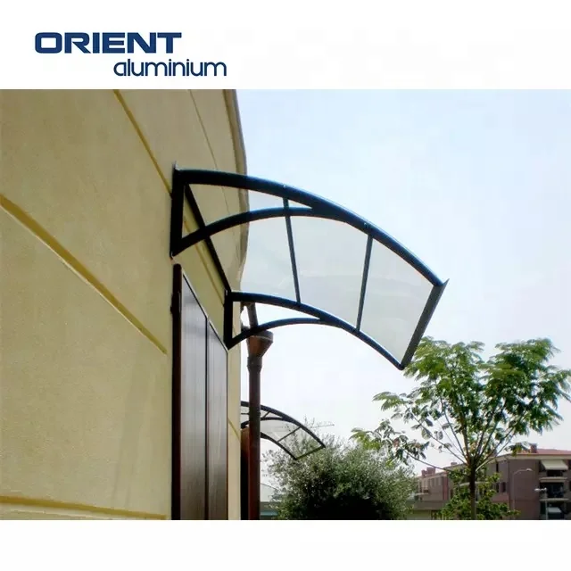 Polycarbonate Rain Shelter Door Canopy PV Plastic Window Awning with Aluminum Structure Support