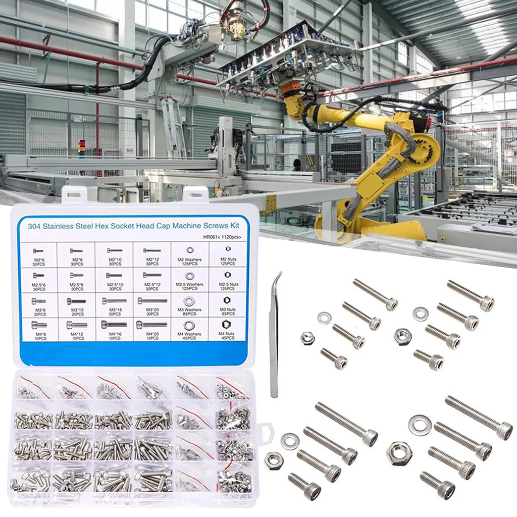 

Gazechimp 1120xStainless Steel Screws Bolts and Nuts Assortment M2 M2.5 M3