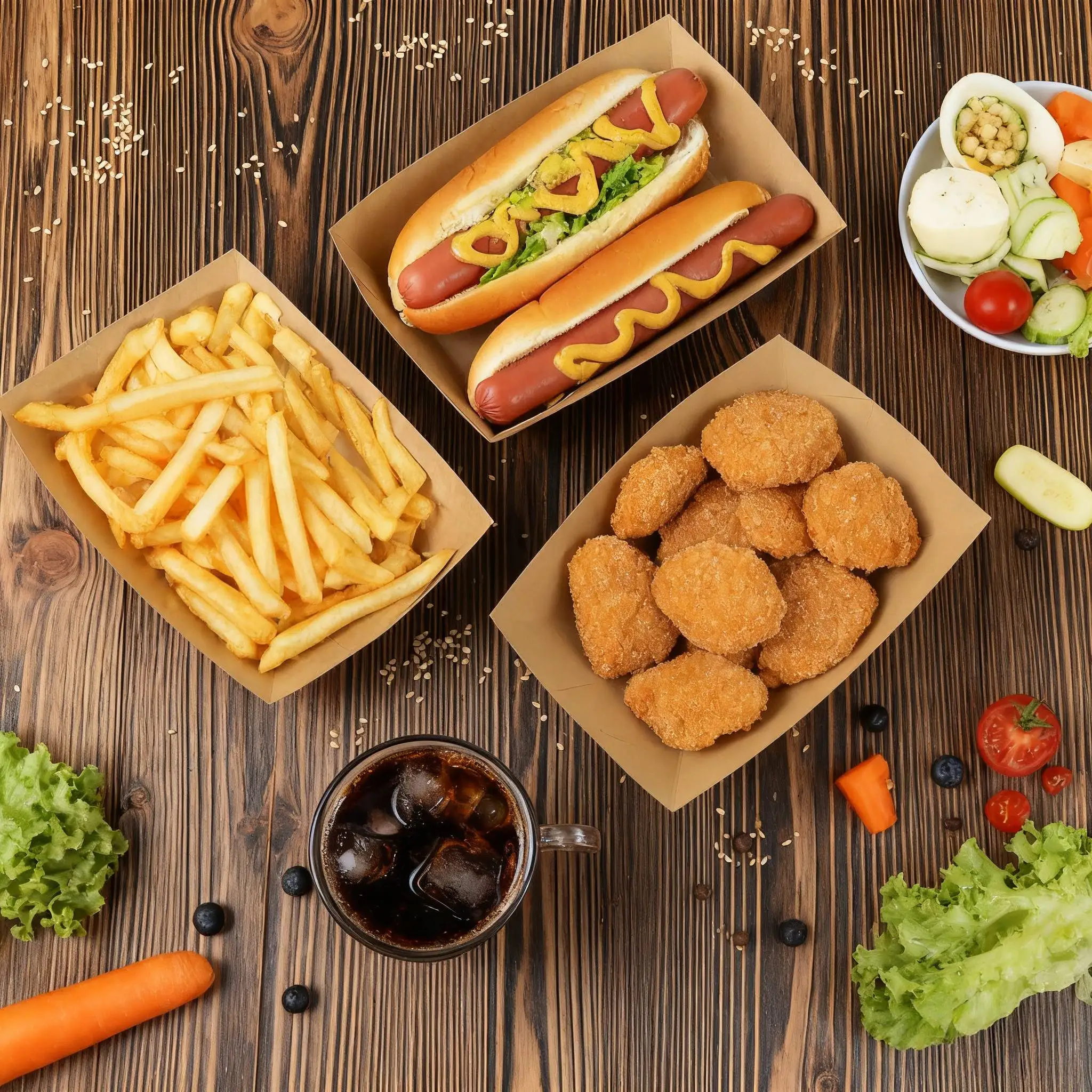 40 Pack 1.5 Lb Paper Food Trays, Mini Disposable Kraft Boat, Paper Food Serving Tray for Snack Dessert Taco Nacho Disposable Paper Boat, Serving Boats, Food Holder Trays for Snacks French Fries Nacho - view 5