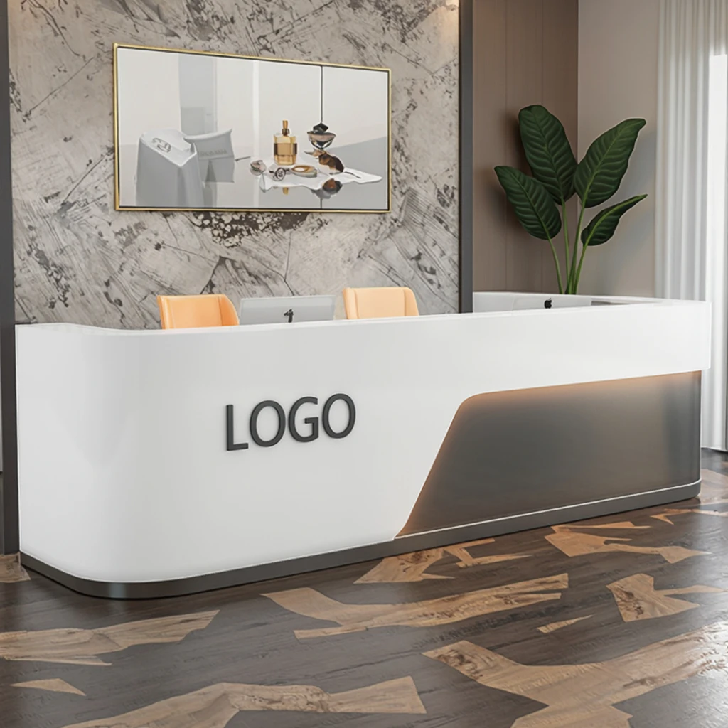 

QTZ34 Офисная мебель по индивидуальному заказу, роскошный офисный стол, стойка регистрации, офисная мебель для салона красоты, белая стойка регистрации