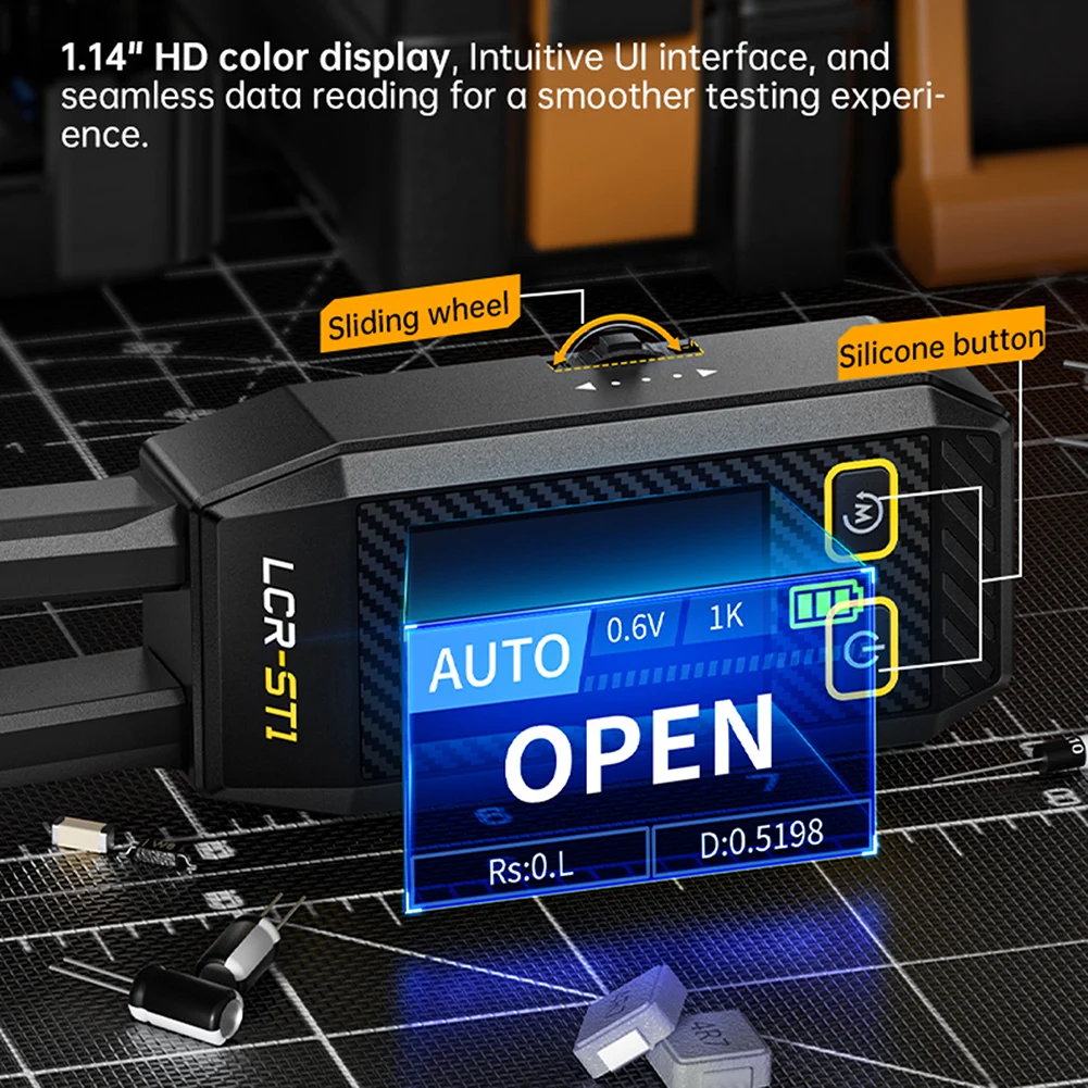 LCR-ST1 Digital Tweezers Precise Electronic Component Analyzer LCR SMD ESR Tester Resistance Capacitance Diode Measurement Tools
