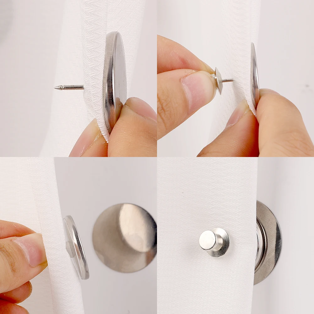 1/10Pairs Curtain Magnetic Clips Nail Free Detachable Window Curtain Close Magnet Buckle Adjustment Curtain Buttons Accessories