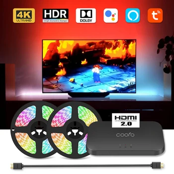 HDMI 2.0 2.1 Ambient TV PC Backlight Dream หน้าจอ LED Strip Light สนับสนุน 4K120/HDR/กล่องทีวี/PS5 /Alexa/Google Smart Sync Light Set