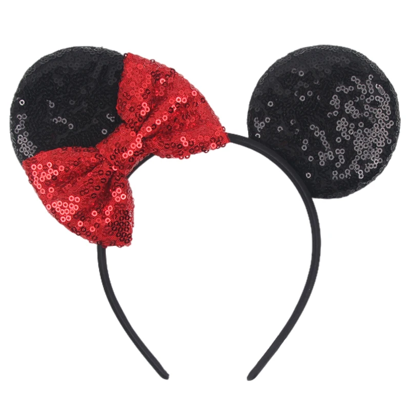 1 Stück Süße Minnie Maus Ohren-Haarbänder Glitzernde Schleife Prinzessinnen-Stirnband für Partys Geburtstage Parks Mädchen Haaraccessoires