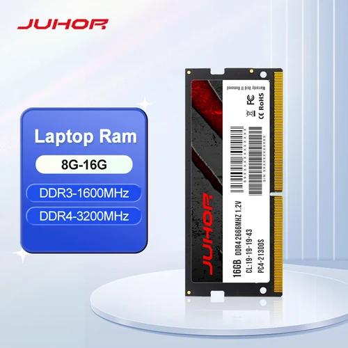 Imagen 1 del producto JUHOR Memoria Ram DDR4 8GB 16GB 2666MHz 3200MHz DDR3 8GB 1600MHz Sodimm Notebook Memoria portátil de alto rendimiento