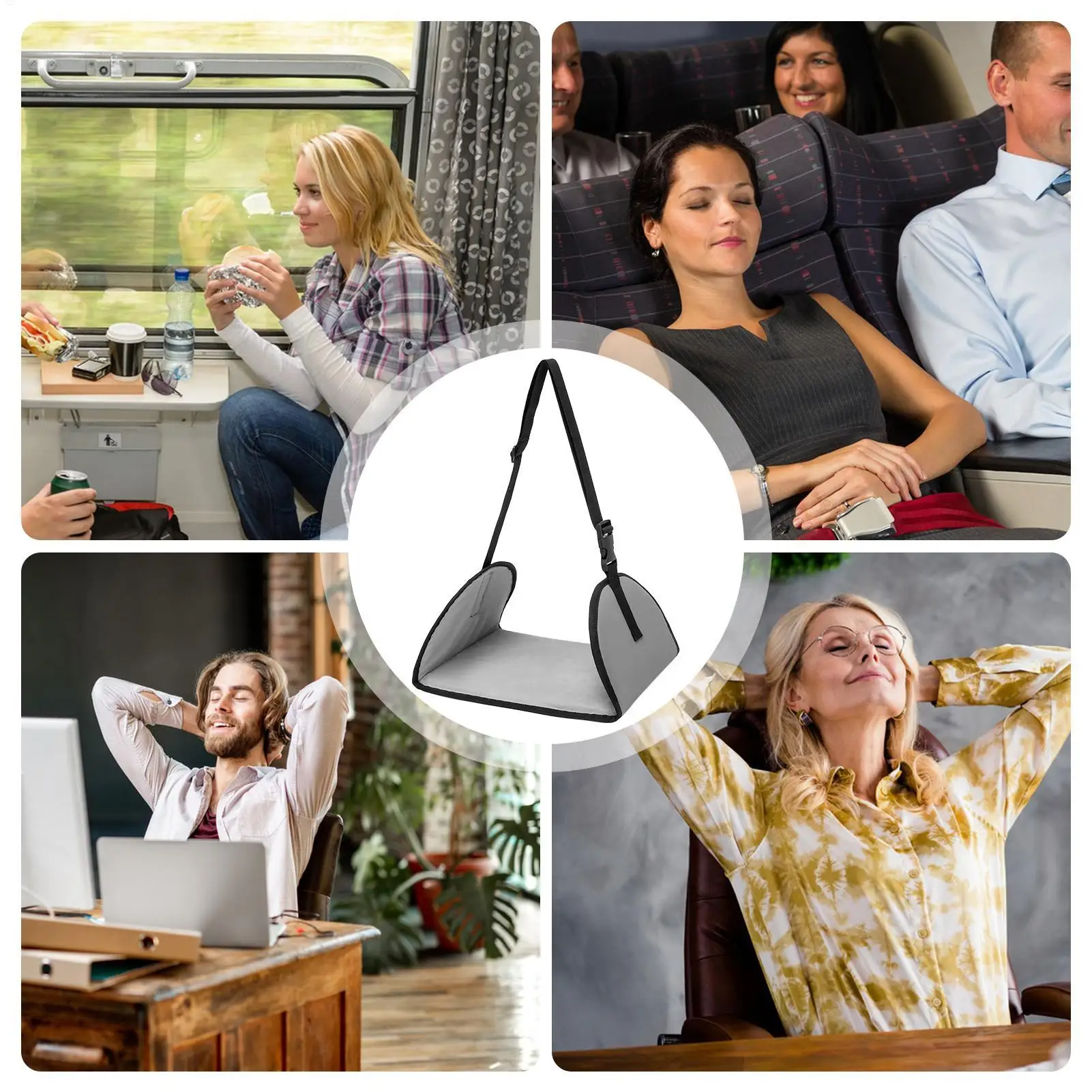 Amaca per piedi per aereo Imbracatura per piedi regolabile per viaggi lunghi sotto la scrivania Comfort per gambe Supporto per poggiapiedi per altalena per auto per il treno di casa