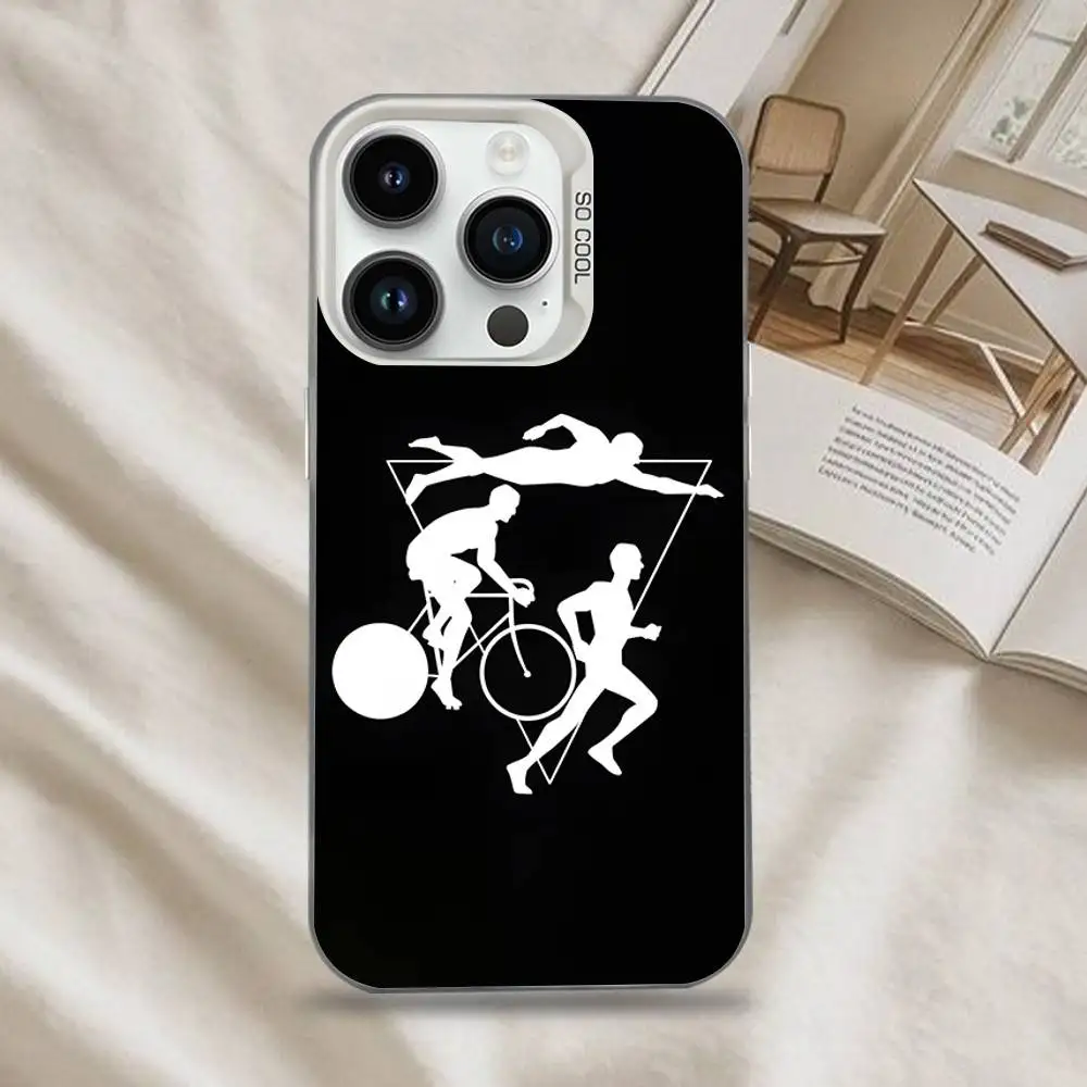 เคสโทรศัพท์ลายไตรกีฬา ว่ายน้ำ ปั่นจักรยาน วิ่ง Tri Life สำหรับ iPhone 16,15,14,13,12,11,Mini,Pro,SE,MAX สีขาวด้าน ป้องกันแรงกระแทก