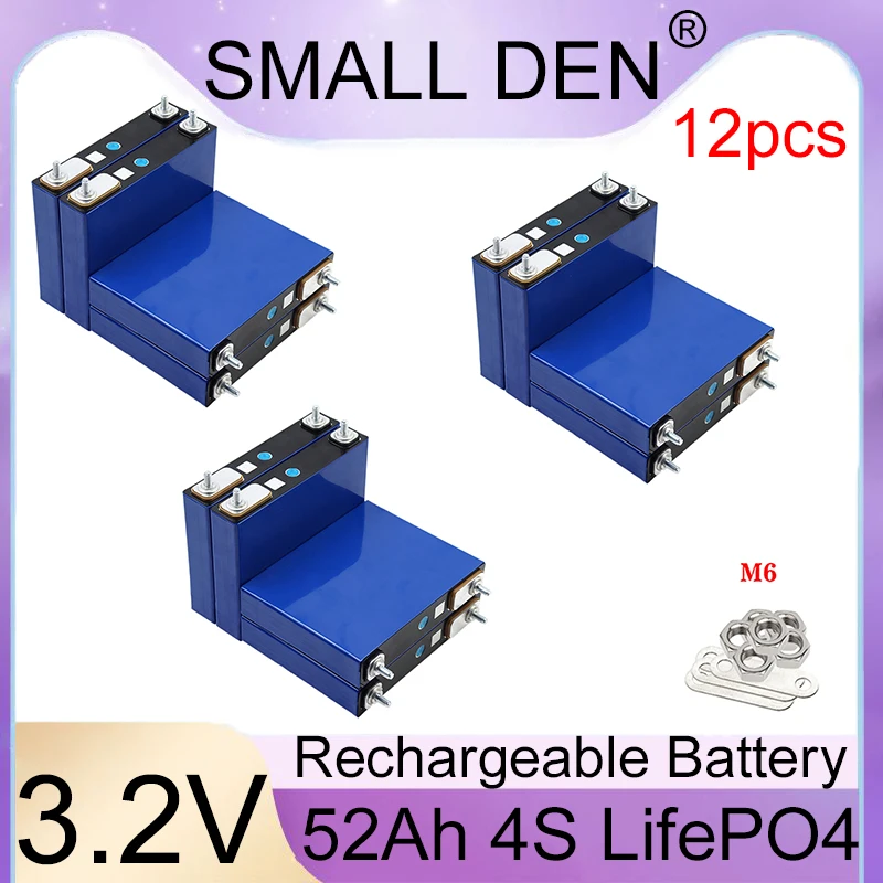 

3.2V 52Ah lithium iron phosphate battery 52000mAh 3C discharge DIY 12V 24V solar golf cart inverter electric tool