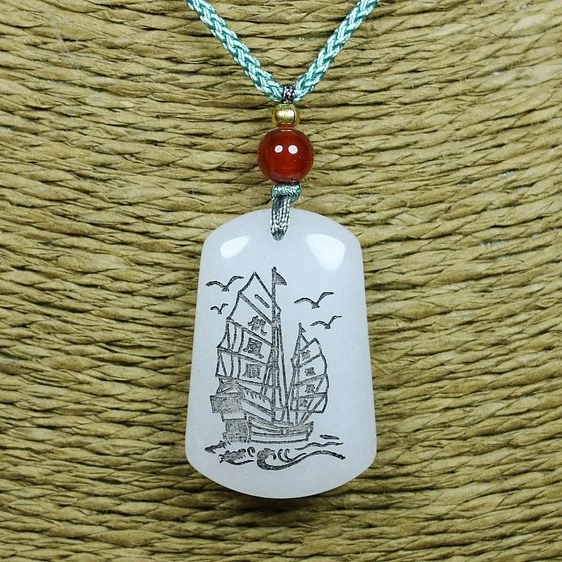 Golden Silk Jade Smooth Sail, Blossoming Rich and Noble Pendant, No Trouble Tag Hanging Item