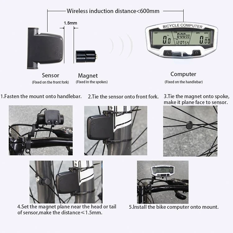 Bicycle Double Control Code Table SD-558C Wireless Luminous OdomWaterproof LCD Digital Bike Computer Display Bicycle Odometer