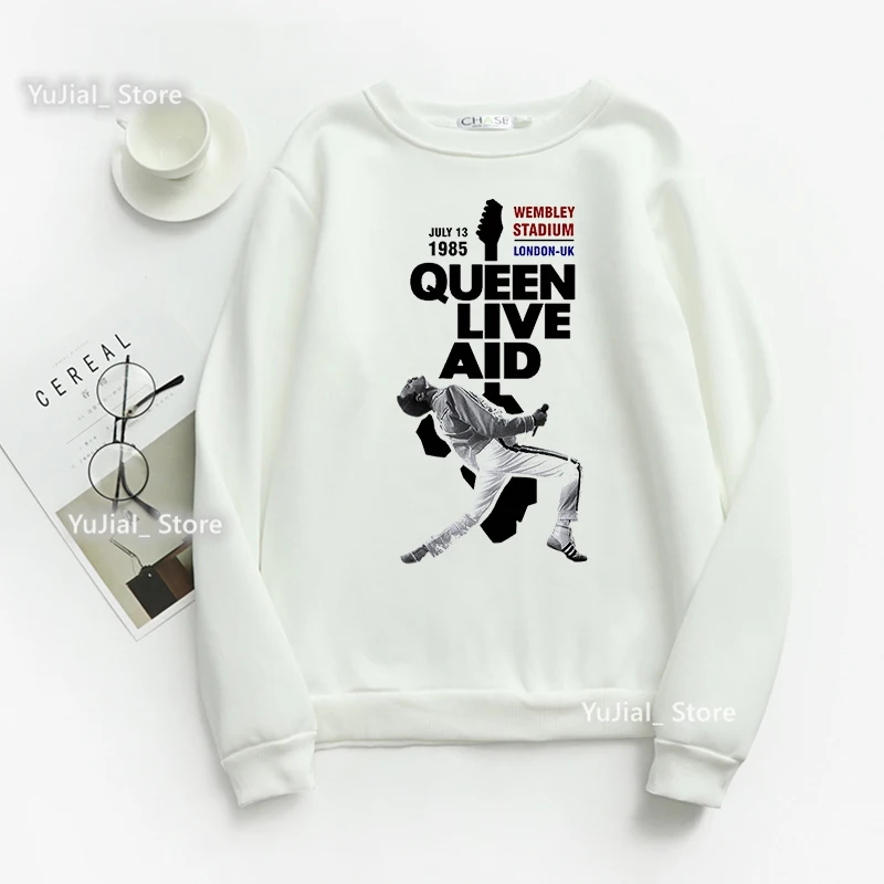 Vintage Freddie Mercury Graphic Print Sweatshirt Women'S Clothing The Queen Band Hip Hop Hoodies Femme Winter/Spring Tracksuit