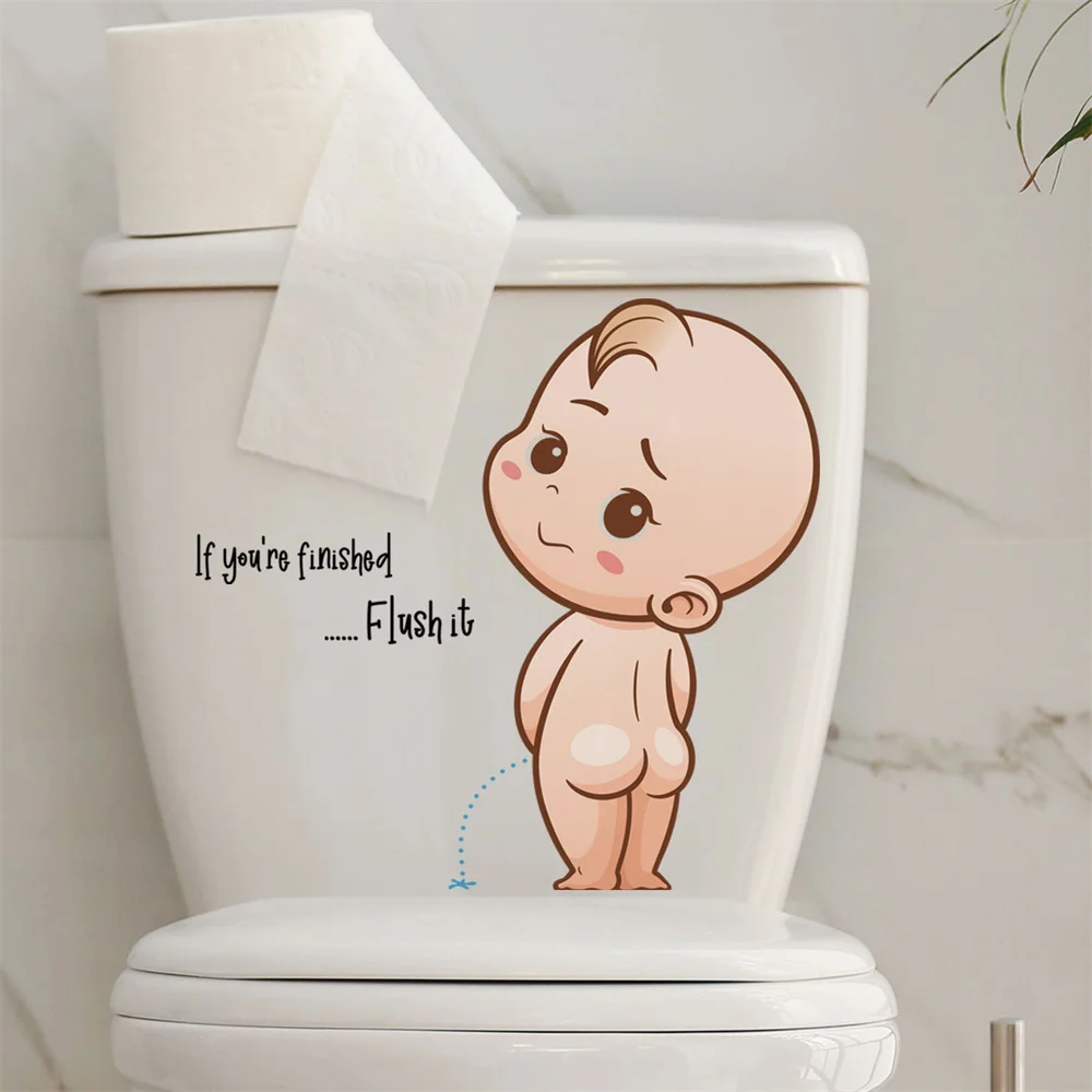 1~5PCS Baby Urine Toilet Logo Stickers Bright Colors Pvc Toilet Warning Toilet Stickers Cute Creative Toilet Bowl Logo Sticker