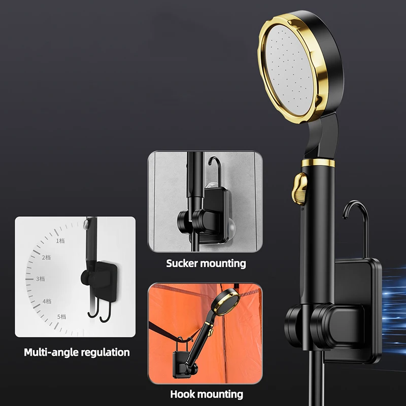 Портативный душ для кемпинга, 6000 мАч, перезаряжаемый душ для кемпинга с насадкой для душа, интеллектуальный светодиодный дисплей, электрический насос для душа