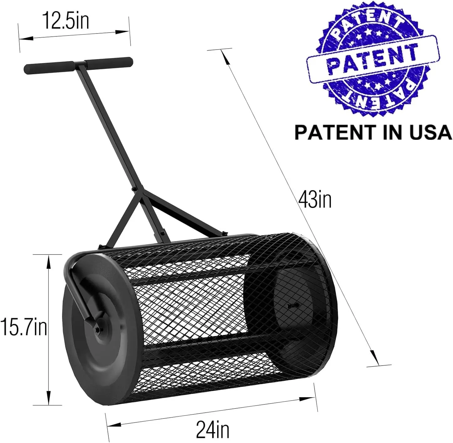 Compost Spreader Peat Moss Spreader with Upgrade T Shaped Handle for Planting Seeding Durable Lightweight Metal Mesh Spreader