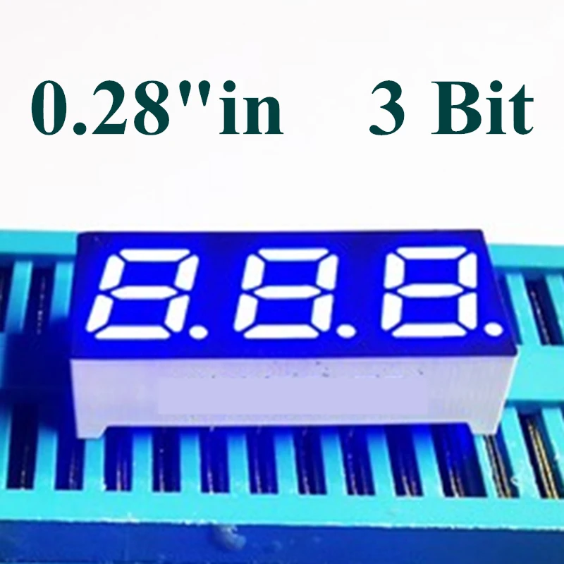 

20PCS 0.28" 0.28in. BLUE LED Display 7 segmentos LED Digital tube 7 segment 3 Bit digital Tube Common ANODE cathode