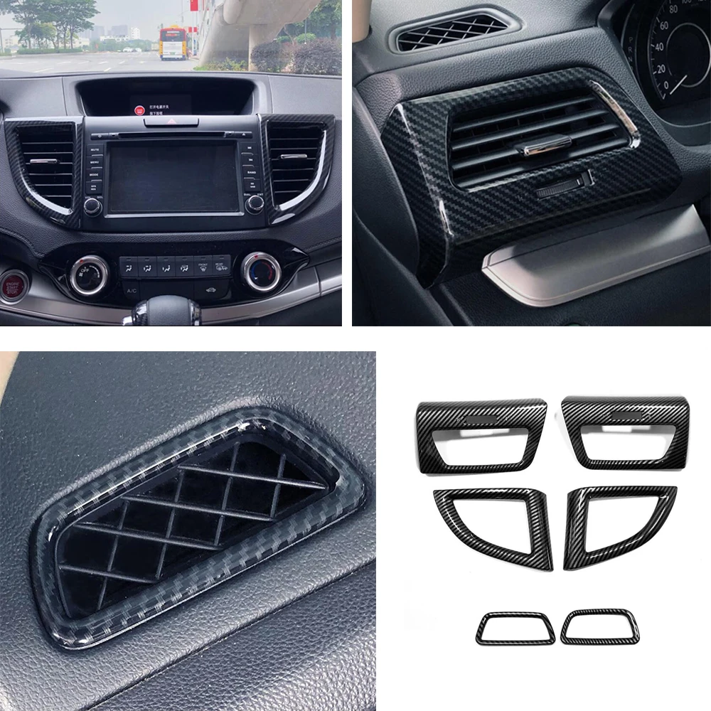 

For Honda CRV CR-V 2012-2016 ABS Carbon Car Dashboard Middle Front Small Air Conditioner Outlet left right AC Vent Cover Trim