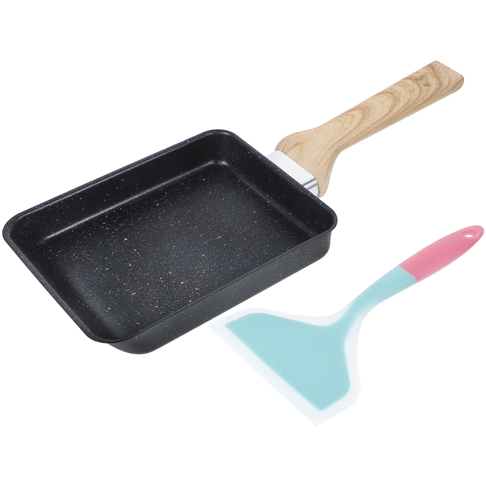 

1 set Nonstick Frying Pan Set With Silicone Turner, 4-Egg Breakfast Pan For Home Kitchen Restaurant, Small Egg Fry Pan, Kitchen