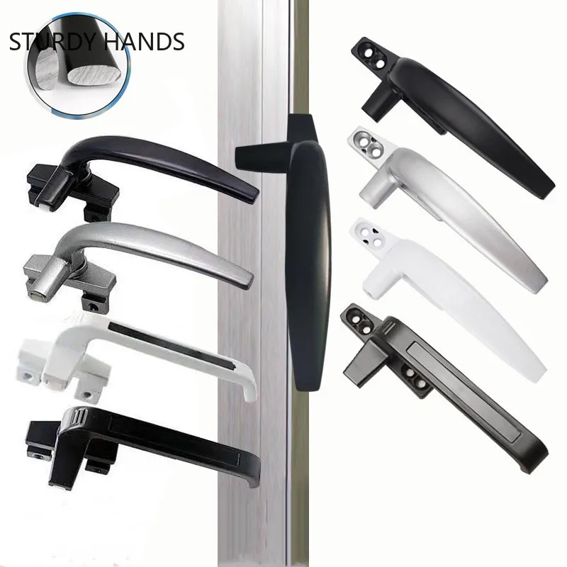 Aluminum Alloy Push Open Door and Window Handle Old Lock Buckle Door and Window Seven Characters Handle Furniture Hardware