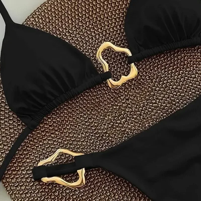 Set bikini sexy con stringhe Bikini brasiliano a vita bassa con scollo all'americana Costume da bagno sfacciato in 2 pezzi per feste in piscina sulla spiaggia da donna