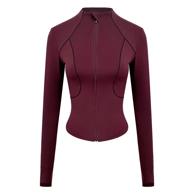 Women's Autumn and Winter New Slim Fit Breathable Long Sleeved Yoga Clothes Sports Outdoor Cycling Clothes Design Sense Fitnes