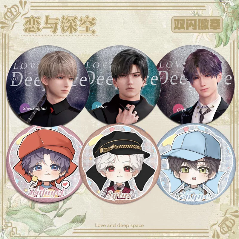 

Love and Deepspace Rafayel Zayne Xavier Sylus Cosplay Q Version Double Flash Badge Cartoon Cute Ambitus Delicacy Anime Delicate