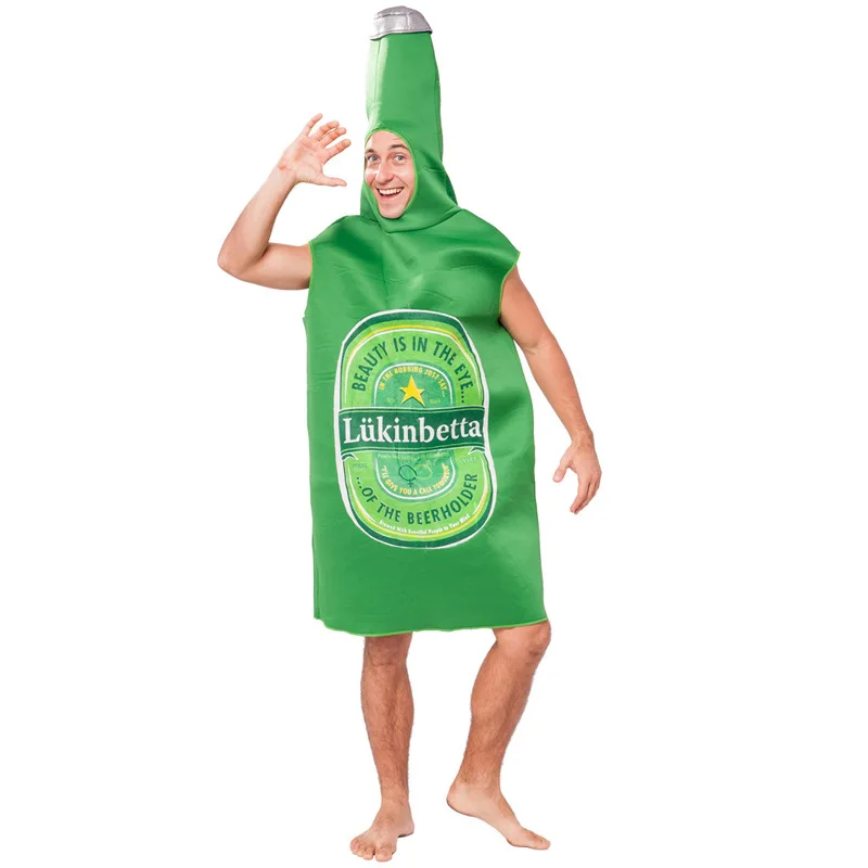 Uomini verde Poly Foam birra Whisky Rum bottiglia Costume tutine tuta adulto maschio abiti Fancy Dress abbigliamento costumi di Halloween