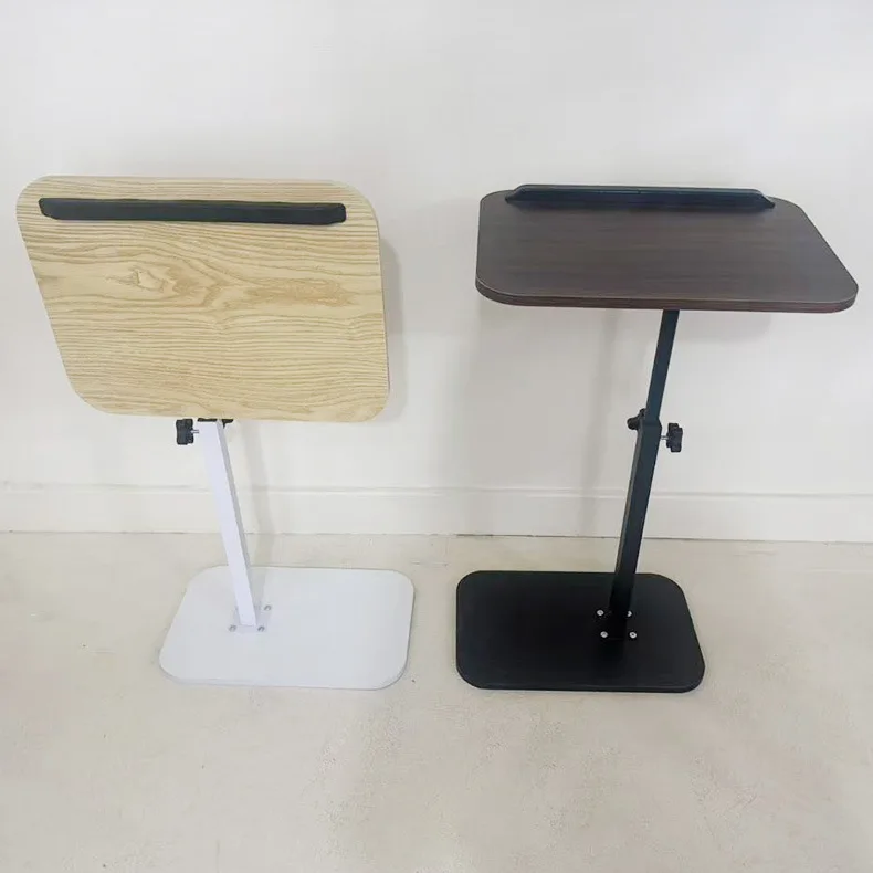 Portable Steel And Wood Computer Desk Adjustable Height Book Shelf Foldable Sofa Side Table