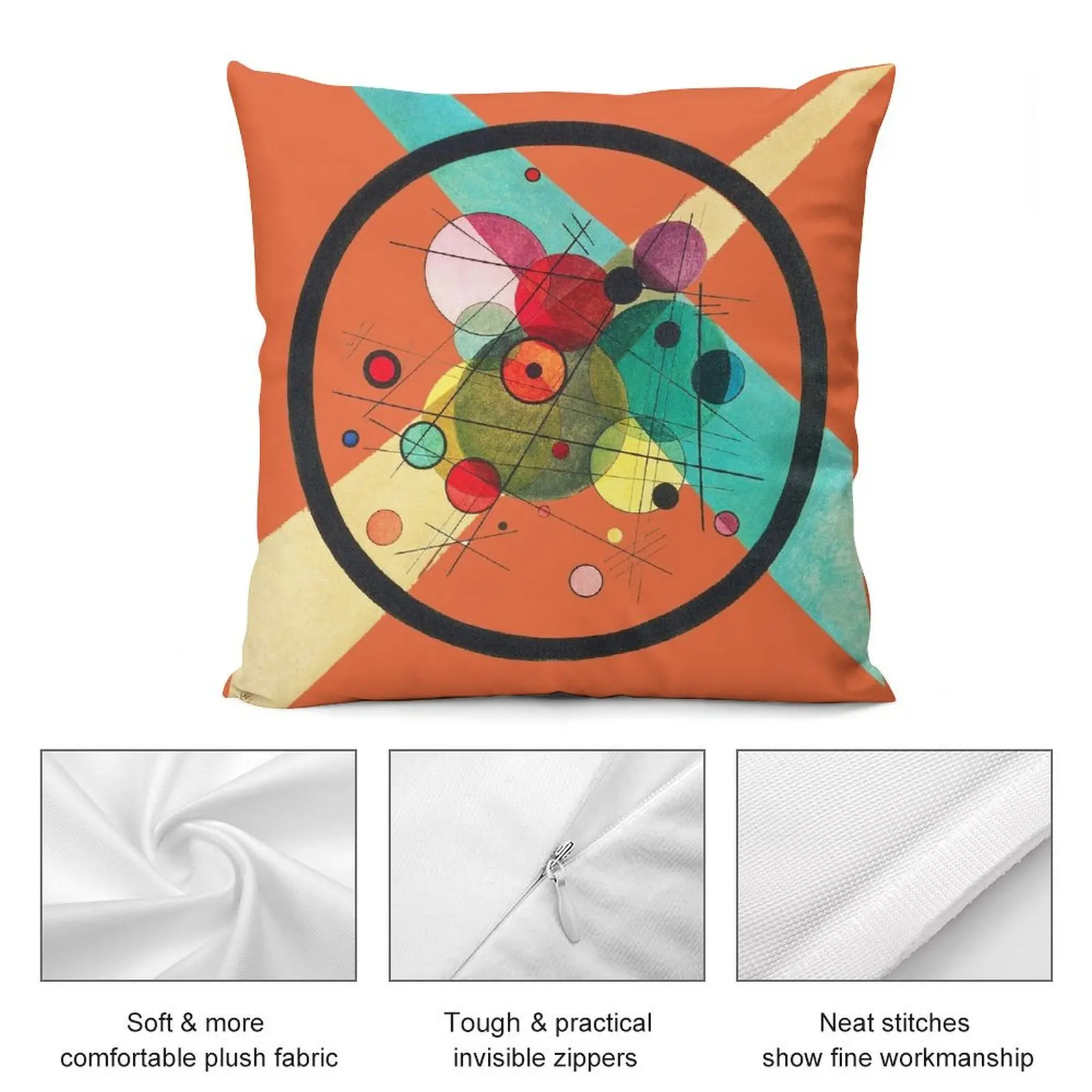 HD. Circles in a circle, by Wassily Kandinsky Throw Pillow Luxury Pillow Case luxury home accessories pillow