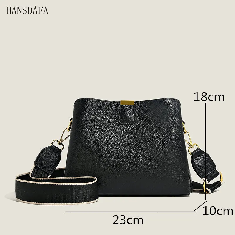 Luxury Cow Leather Women Shoulder Crossbody Bag Fashion 3 Layer Ladies Small Bucket Handbag Genuine Leather Female Messenger Bag