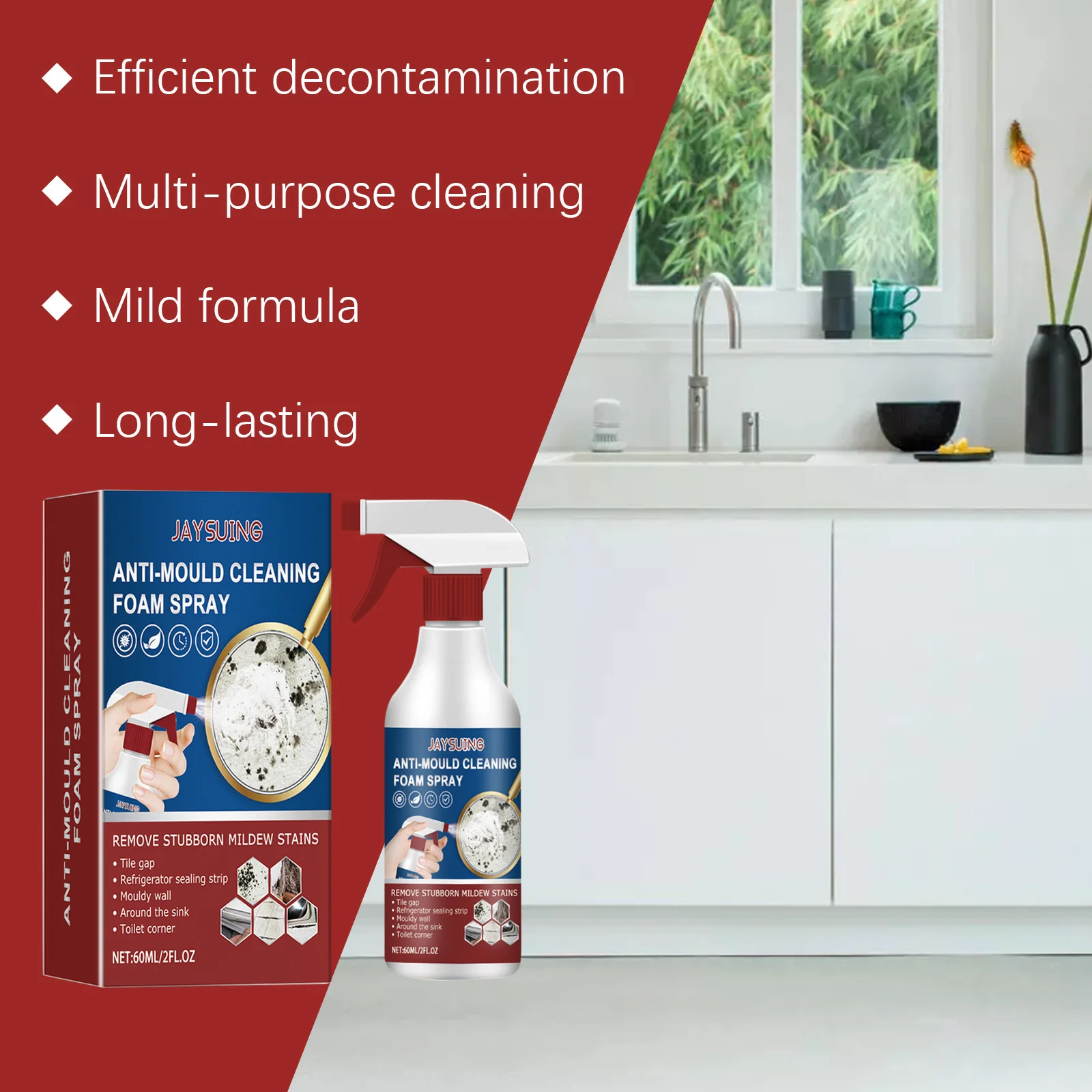 Multi Purpose Mold Remover Spray Active Foam Mildew Clean Antibacterial Prevent Fungus Bathroom Sink Descale Stain Remove Agent