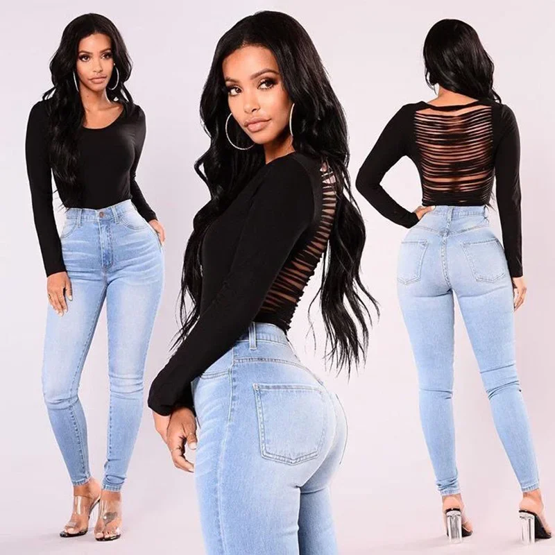 Hot Sale Push Up Jeans Woman Pencil Pants Vintage High Waist Jeans Women Casual Stretch Skinny Jeans Femme Blue