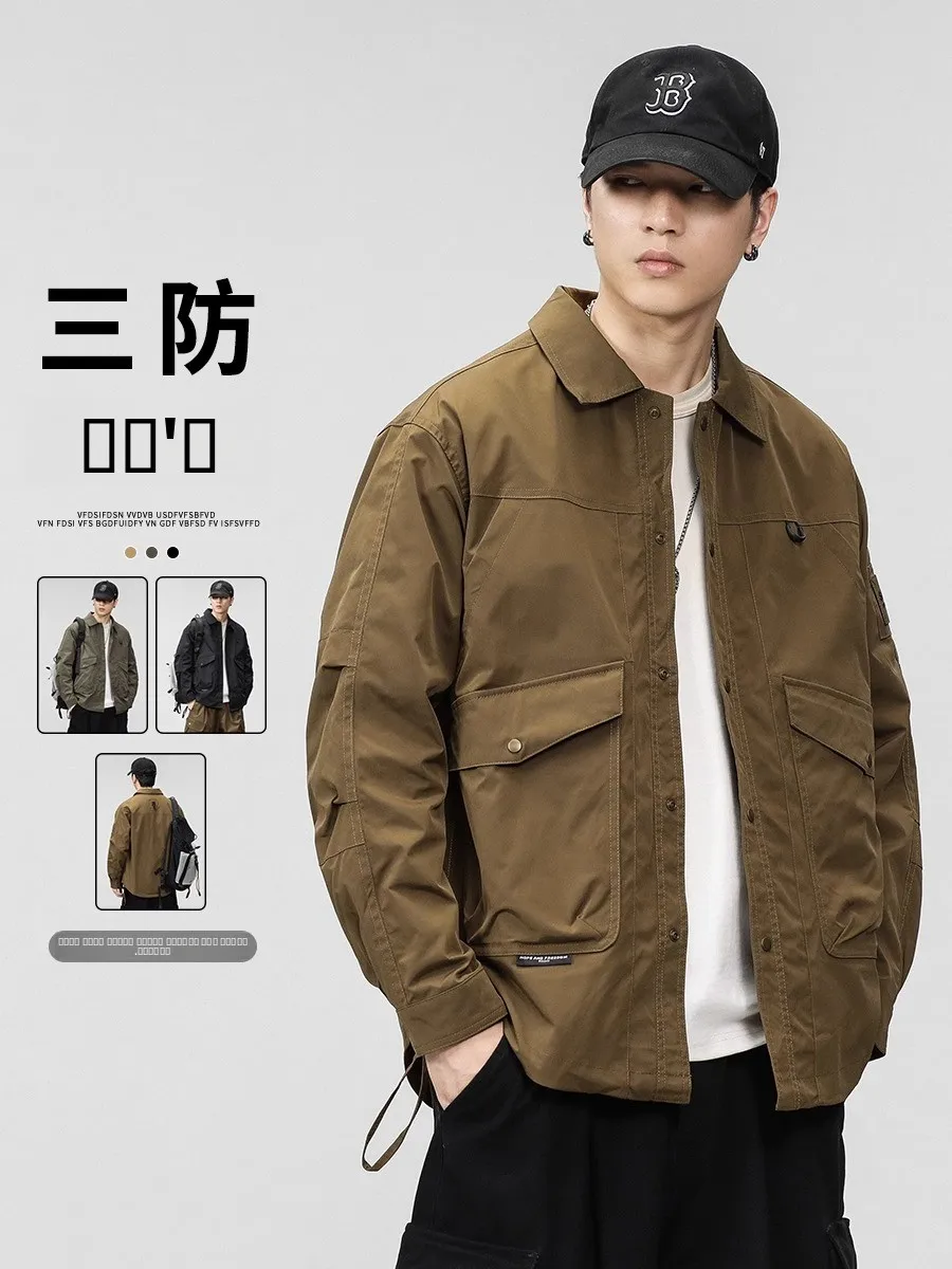 

2025 New Men's Thiened Outdoor Jaet American Sle Autumn Winter Workwear Tee-Proof Stand Collar down Jaet Coat