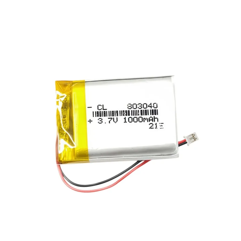 

Polymer battery 803040 tire pressure monitor battery 3.7V lithium battery large capacity solar rechargeable 1000mAh plug