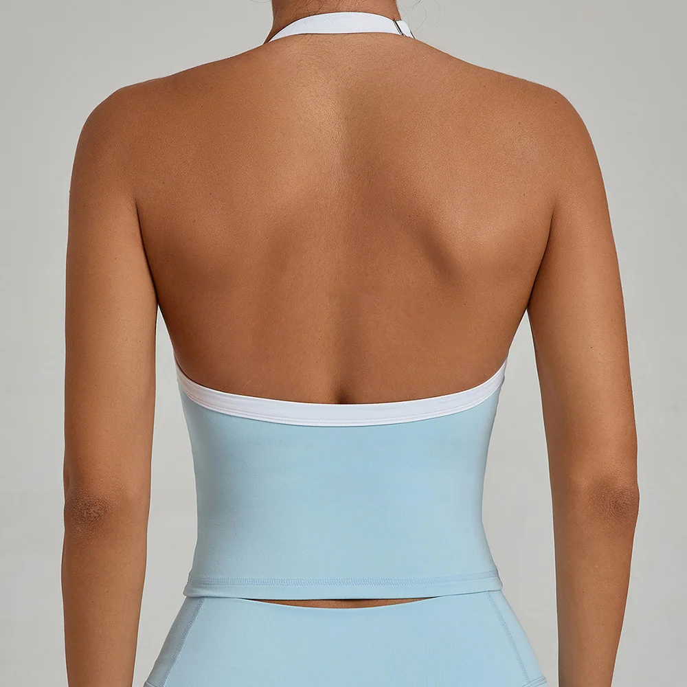 

One-piece Sports Vest Women Running Hanging Neck Fitness Bra Pilates Yoga Suit Summer Outdoors Workout Training Yoga Tank Top