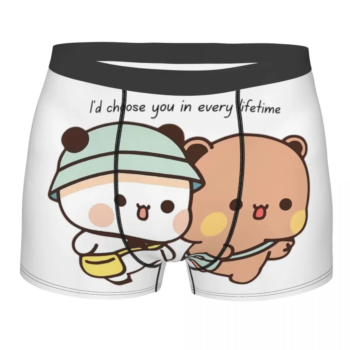 

Мужское нижнее белье Custom Panda Bear And Brownie True Love BUBU DUDU Couple, дышащие трусы-боксеры