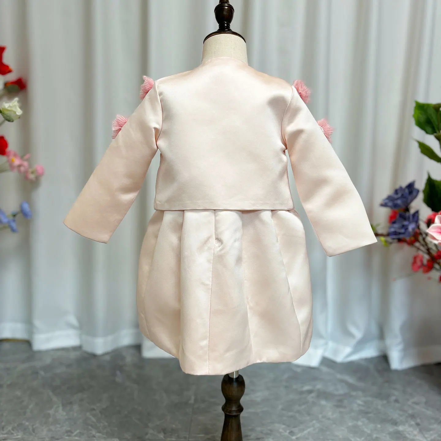 Jill Wish-Robe de Princesse en Satin pour Fille, Élégante, Ivoire, Fleurs 3D, ixde Communion, Mariage, Anniversaire, Enfants, Bébé, 2024, J207, 2 Pièces