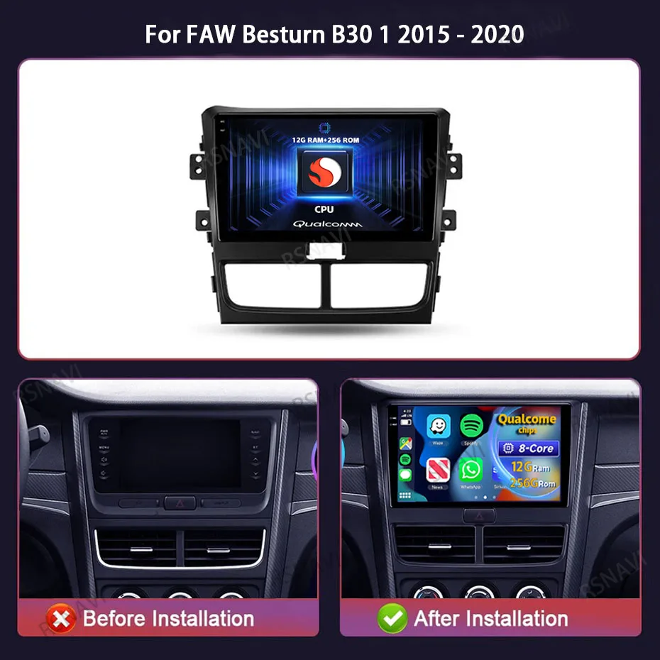 Android 14 Carplay Auto For FAW Besturn B30 1 2015 2016 - 2020 Car Radio DSP Navigation WIFI+4G GPS Stereo 2Din DVD Video Player