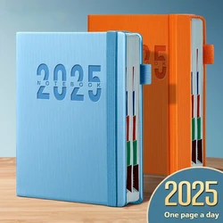 2025 A5 Notebook Pu Portable Agenda Book English Calendar Book Notepads Creative Daily Planner Reminder Desktop Date Calendar